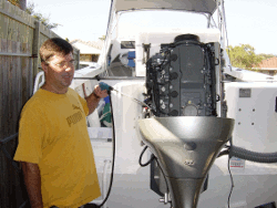 Corrosion control SX50 on Outboard Engine Boat Service